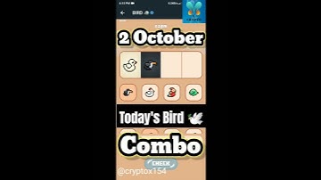 Bird secret combo 2 October daily combo bird #birds #airdrop #telegram #combo