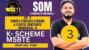 CH-2 SIMPLE STRESSES, STRAINS & ELASTIC CONSTANTS (NUMERICAL-1) | STRENGTH OF MATERIALS | 313308 |