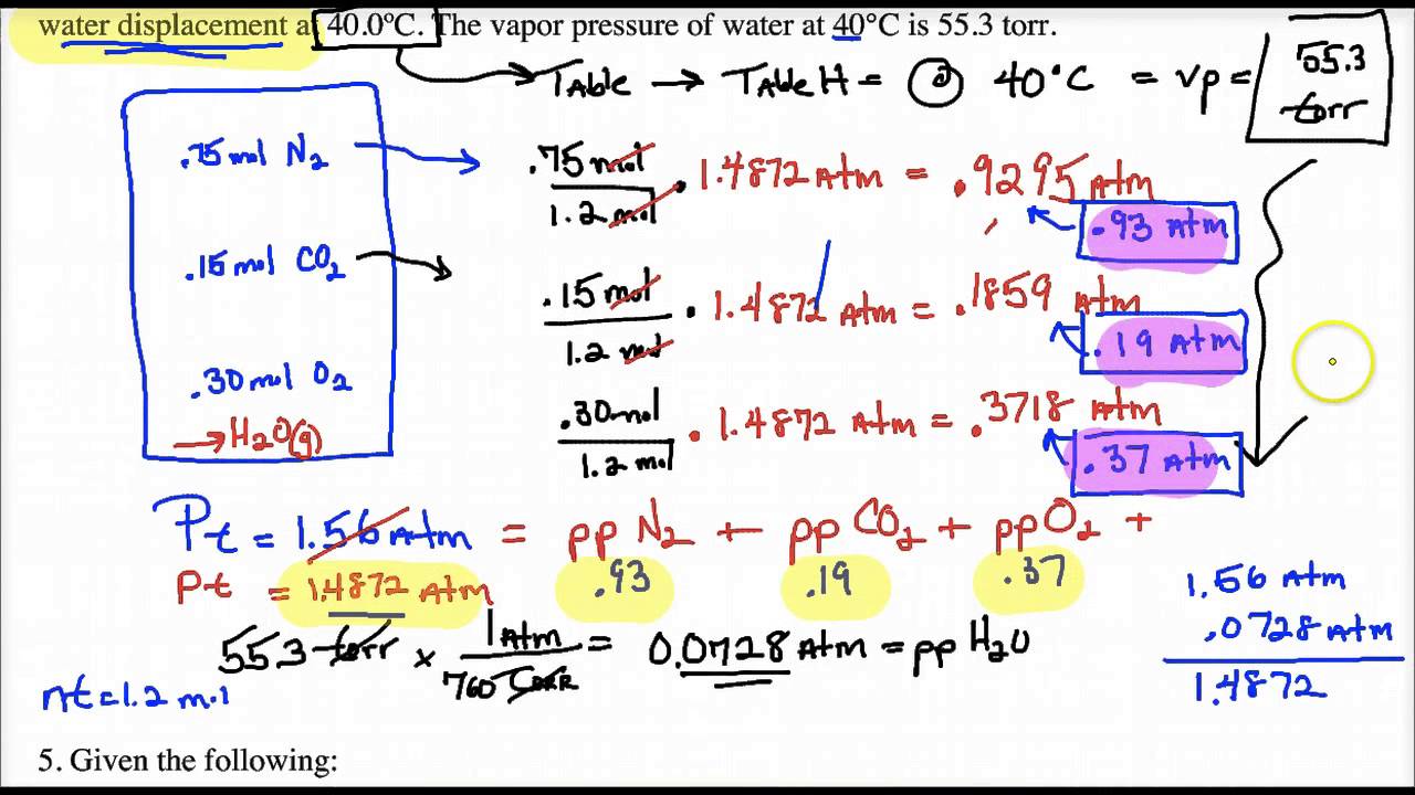 Lecture 2.1b Daltons Law worksheet questions 4 & 2 - YouTube