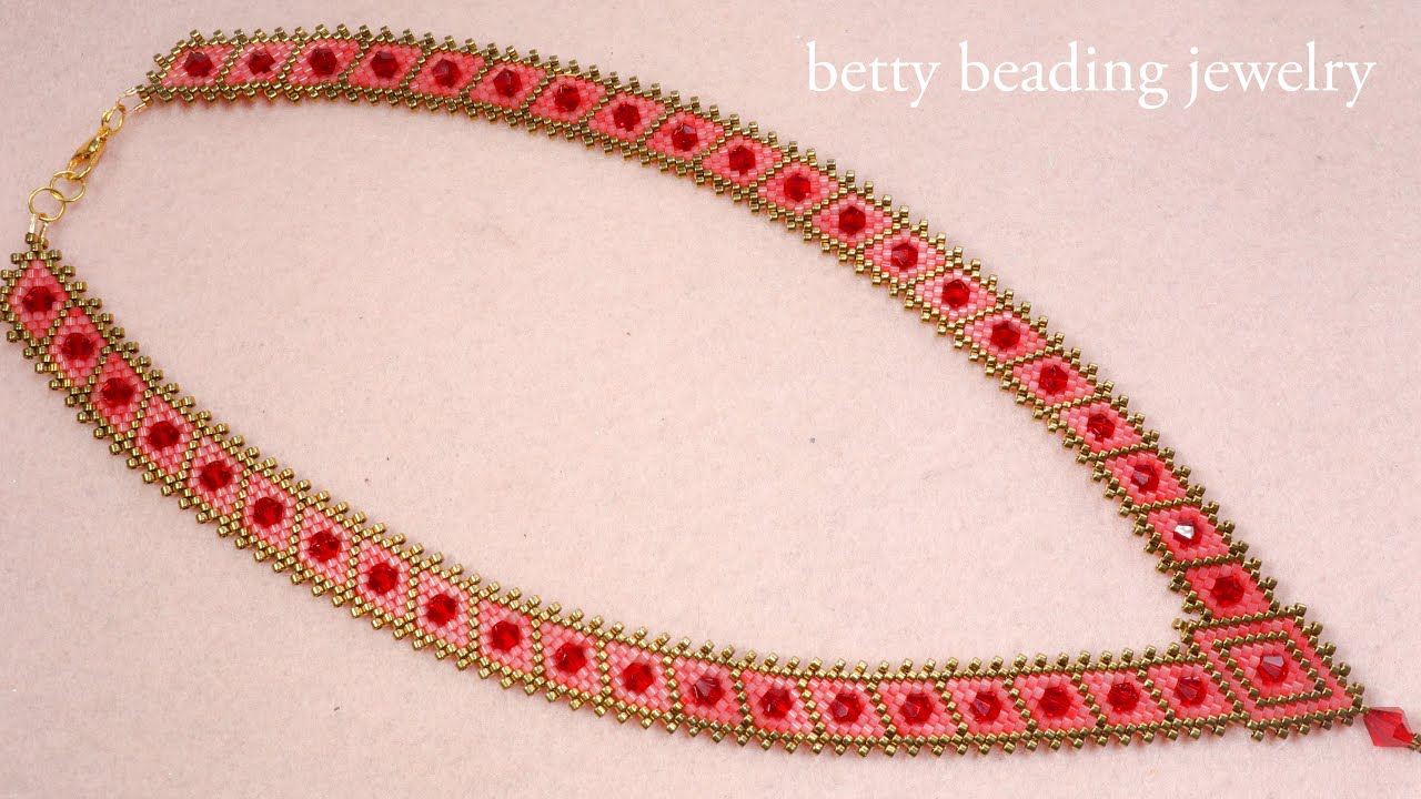 Diamond necklace ,beading necklace with delica beads and bicon beads ...