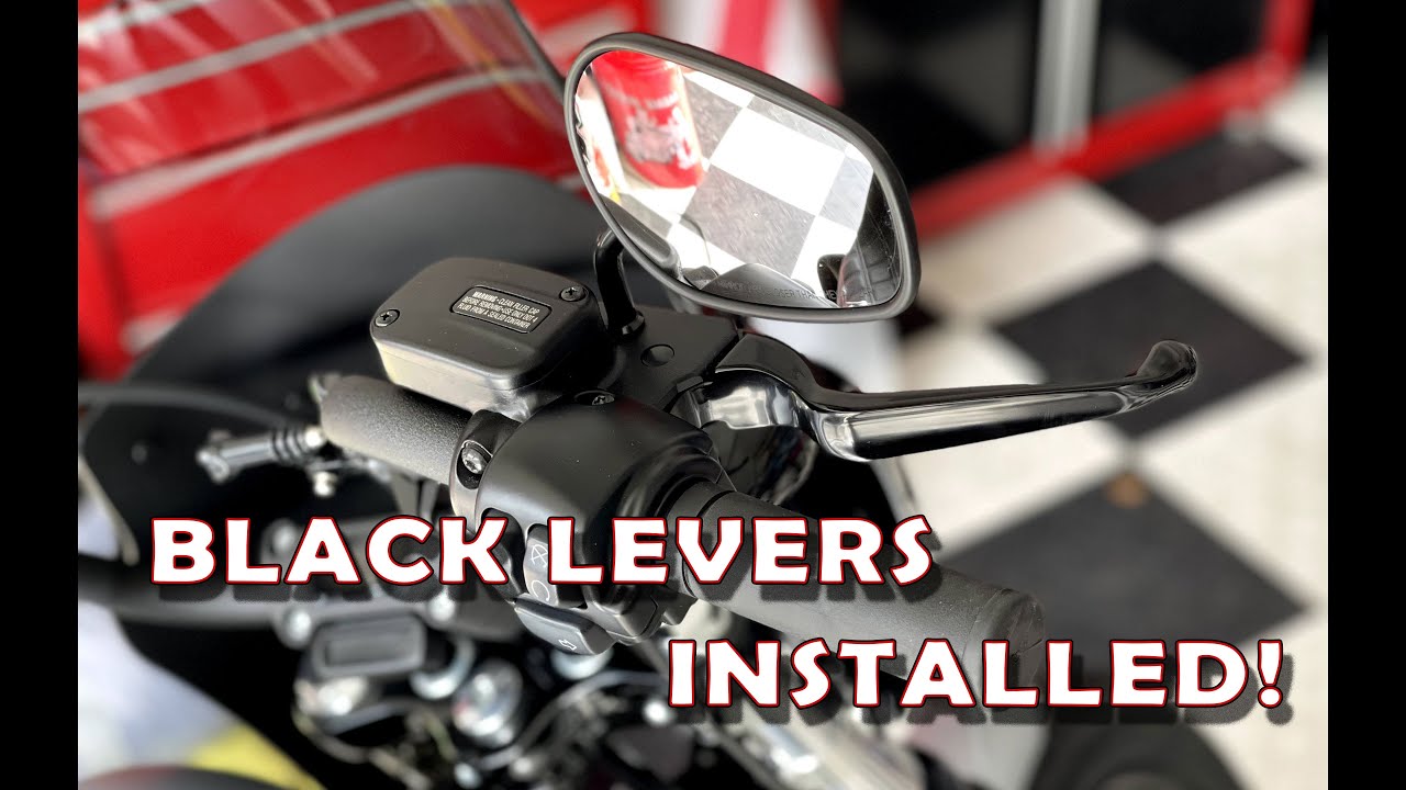 Black Brake and Clutch Lever Kit Install Harley Davidson Softail Street Bob