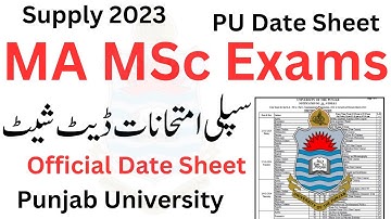 MA MSc Supply 2023 Official Date Sheet PU | MA Supply 2023 Exams PU | MSc Supply 2023 PU