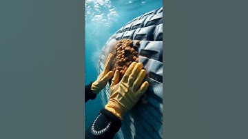 Diver Removing Barnacles from Whale 🐋 #whalecleaning #viral #oceanrescue