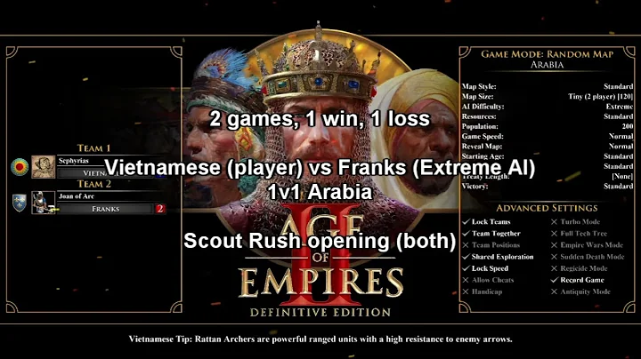 AoE2 DE: Scout Rush vs Extreme AI 1v1 Arabia