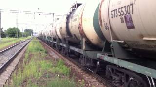 Бч Беларуская Чыгунка - Belarussian Railways Freight Train Passing Through...