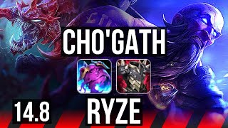 CHO'GATH vs RYZE (TOP) | Rank 4 Cho | TR Grandmaster | 14.8