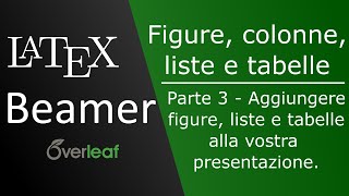 Figure, Tabelle, Colonne, Liste e Immagini  - Parte 3 -  Corso Presentazione LaTeX Beamer