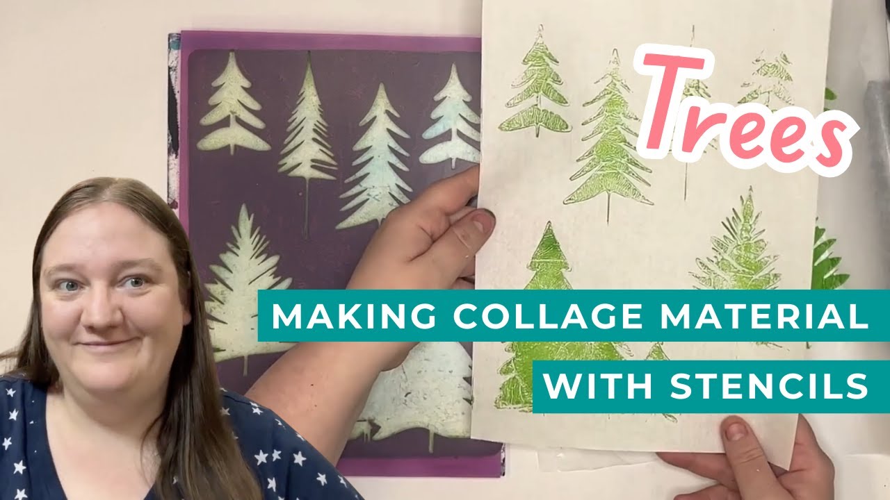 Trees and Nature on the Gel Plate 🌳 Printing with Tree Stencils Cut your own Digital Stencils Cameo