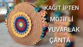 KAĞIT İPTEN MOTİFLİ YUVARLAK ÇANTA TARİFİ