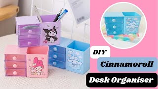 DIY Sanrio Cinnamoroll  Desk Organiser/ paper craft / diy kawaii desk drawer organiser