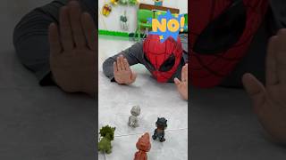 The battle between spiderman and dinosaurs #funny #funnyvideo #spiderman #shorts