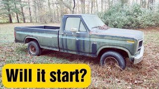 ABANDONED 1984 Ford F150 bullnose. Forgotten for 12 years in a  field. Will it start? Will it run?