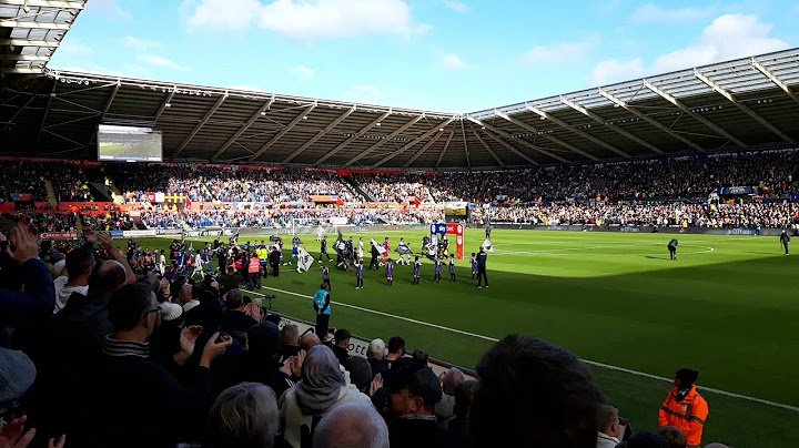 The South Wales derby Swansea City - Cardiff City 1-0 great atmosphere as the players enter Liberty