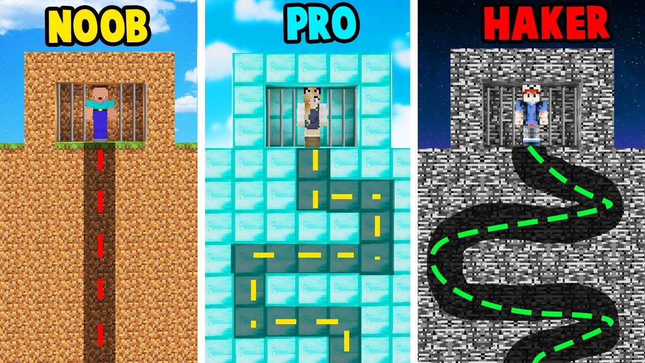 MINECRAFT - UCIECZKA Z WIĘZIENIA CHALLENGE | NOOB vs PRO vs HAKER