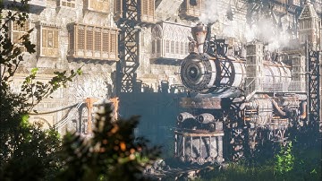 Old train station - My 3D Artwork project with Unreal Engine 5 and maya -long relaxing video