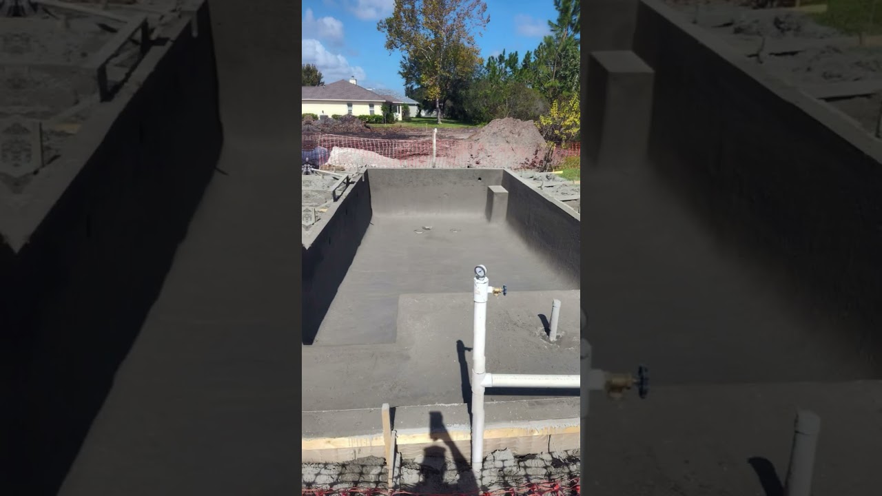 Palm Coast Pool with Sun Shelf Construction - Gunite Shell Done  