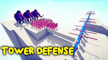 SPEAR THROWERS VS ARMY OF UNITS -TOWER DEFENSE #1 | TABS - Totally Accurate Battle Simulator