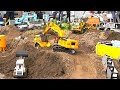 Big rc construction site excavators dump trucks wheel loader  houses on fire  rc truck fest 2024