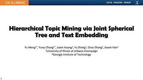 Hierarchical Topic Mining via Joint Spherical Tree and Text Embedding Poster Presentation
