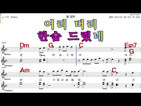 울엄마  진 성     가수처럼 엠알로  악보  노래 하기   여자  Am