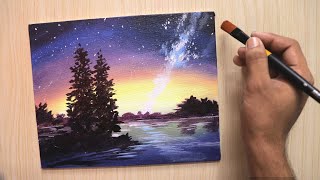 sky acrylic night painting beginners
