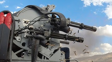 Shooting the Monstrously Powerful Quad M134 Minigun