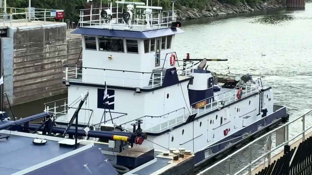 Starved Rock Lock and Dam system on the Illinois River. The barges are coming…the eagle flies high.