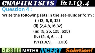 Class 11 Ex 1.1 Question 4 Math | sets  | Q4 Ex 1.1 Class 11 Math | ex1.1 q 4 Class 11