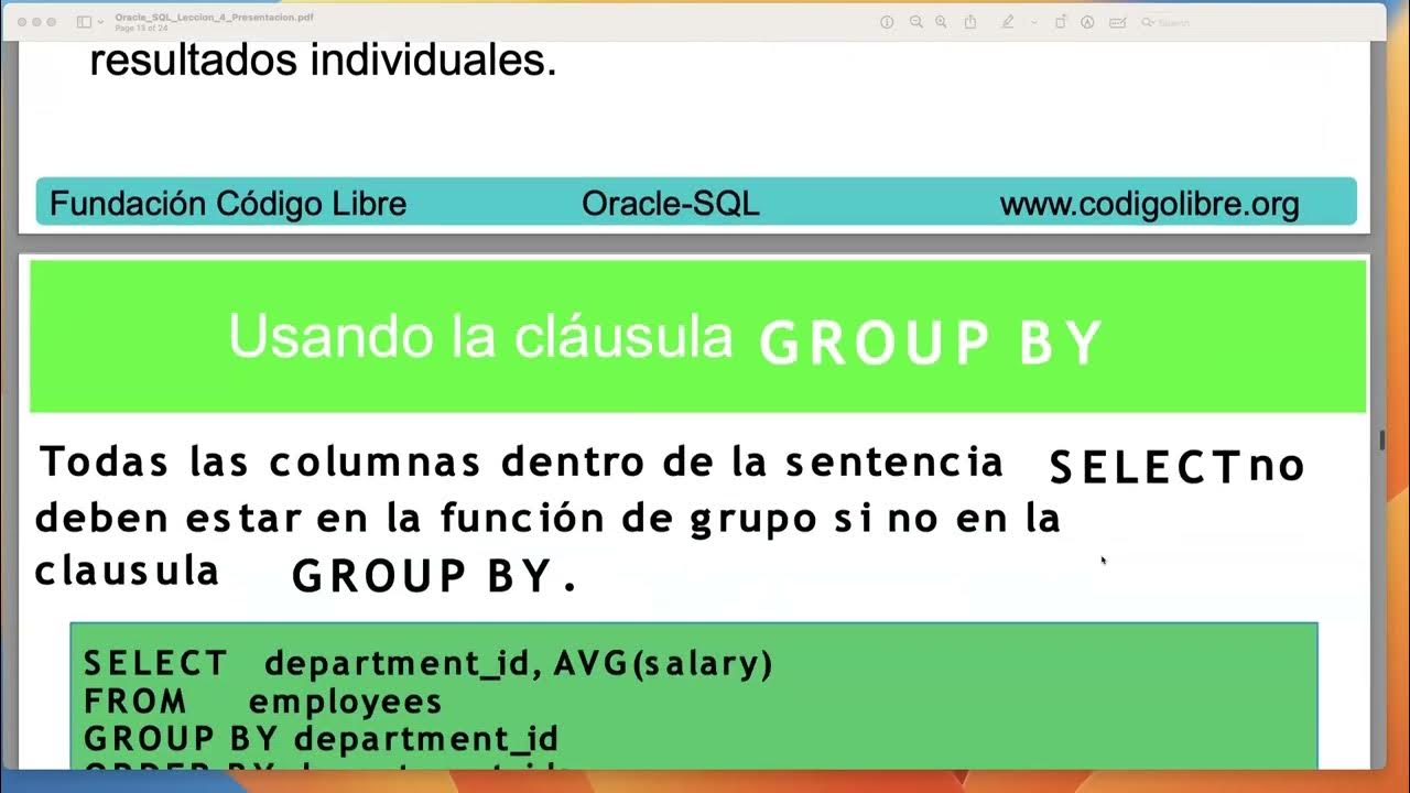 Oracle sql 19c group by sub consultas joins synonyms views