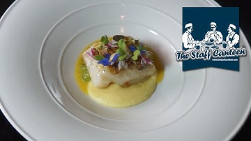 Michelin starred Chef Simon Hulstone prepares Cod with parsnip purée and cucumber