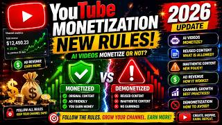 YouTube Monetization Rules 2026 Explained | AI Videos, Reused Content & Inauthentic Content !!