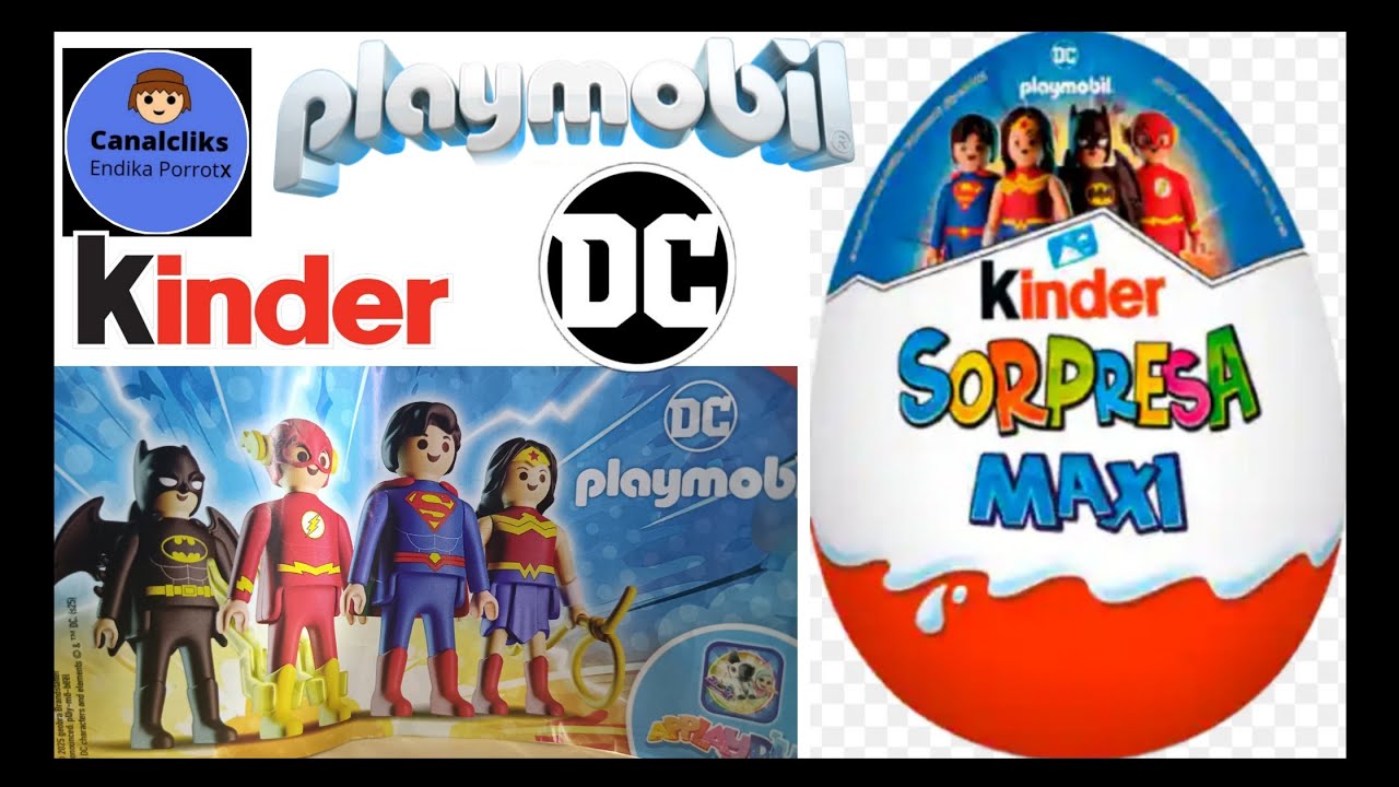 KINDER MAXI. Colaboración con Playmobil y DC. Abrimos huevos.