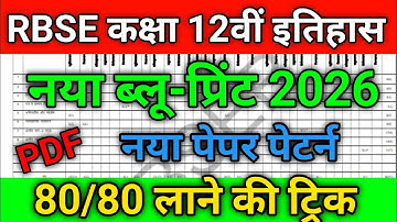 Rbse class 12th itihaas Blueprint 2026 || Rajasthan Board class 12th History Blueprint 2026