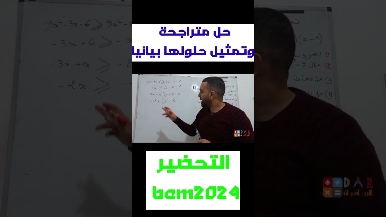 حل المتراجحات وتمثيل حلولها بيانيا للسنة 4 متوسط