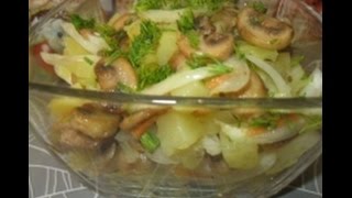 Салат из шампиньонов с квашеной капустой Салат из шампиньонов с квашеной капустой