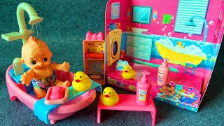 9 Minutes Satisfying with Unboxing Cute Pink Baby Bathtub Playset| ASMR