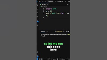Is it a Perfect Square? Python in 1 Line! 🧠 #shorts #python #pythonprogramming #kodyshorts