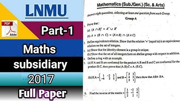 Lnmu BSC part 1 maths subsidiary paper 2017 || by study with kumar keshav