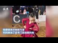 Cute little Chinese girl dances in competition with strong passion and determination