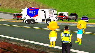 Hah Upin & ipin Senang Dapat Hadiah Mobil Truk Molen Polisi , Pemberian PaPa Police 😍 Dunia Oyya