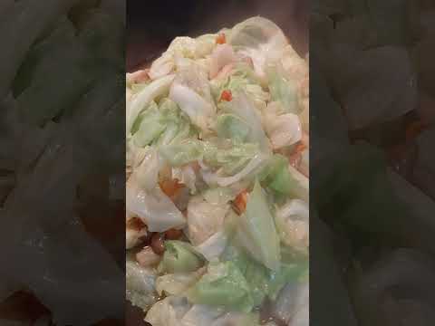 Frying Cabbage With Dried Shrimp And Mushrooms Shortsvideo Healthy Food