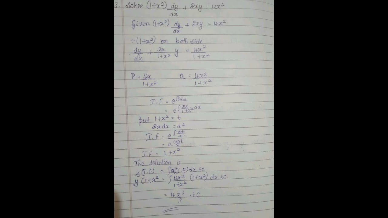 Solve (1+x^2) dy /dx+2xy=4x^2 #s #solution