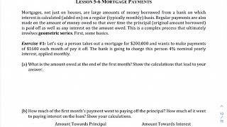 Algebra 2 Unit 5 Lesson 6 Mortgage Payments