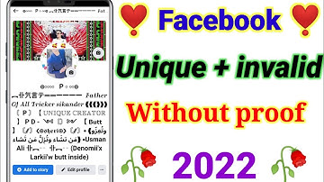 Without Proof Facebook Unique Name Account 2022 | How to Create unique Name Facebook Account 2022 |