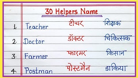 30 Helpers Name in English and Hindi || 30 Helper name || 30 names of helpers || names of helpers