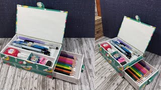 Tutorial Membuat Kotak Pensil ||Diy#craft #kerajinantangan #diy #kardusbekas