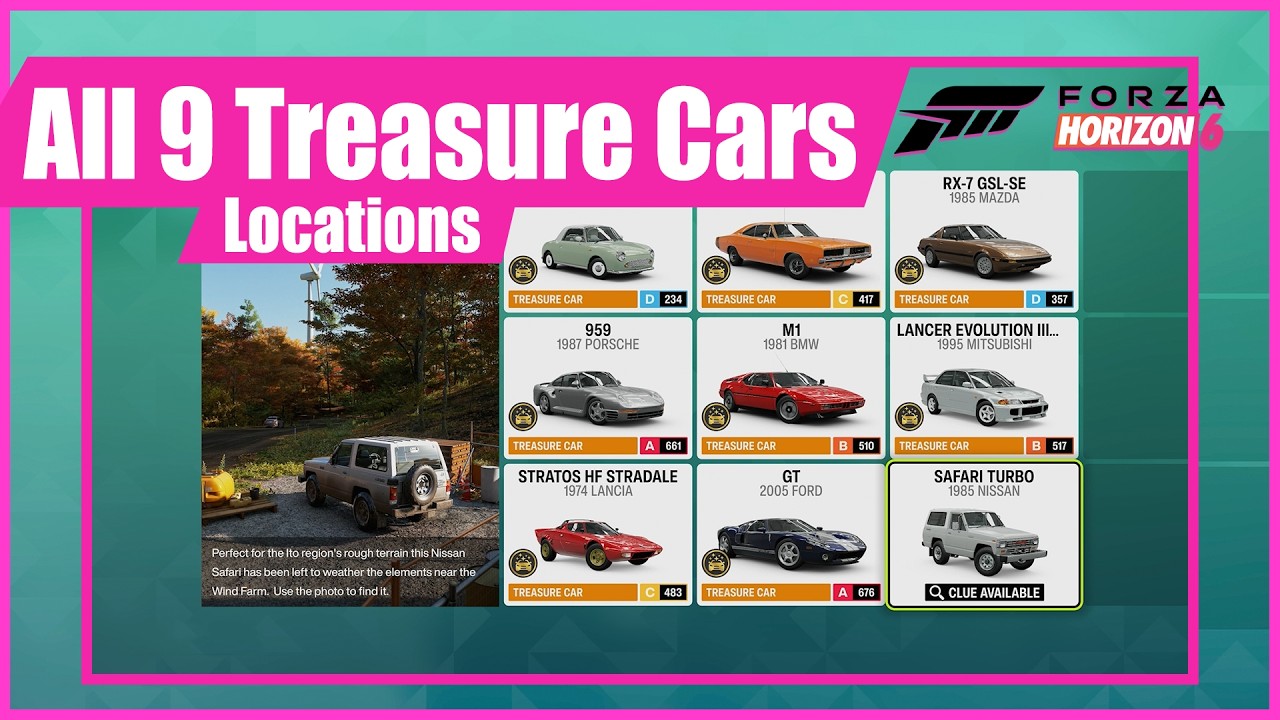 カンスト 2点 Forza Horizon 6 All 9 Treasure Car Locations - YouTube