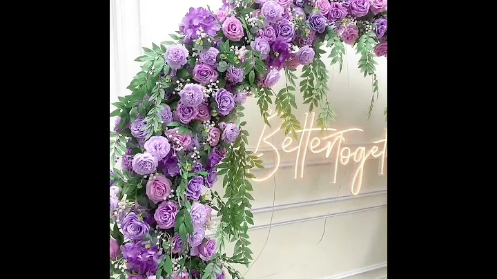Purple Rose Arch Decor Hang Flower Row Arrangement Wedding Backdrop #floraldesign#diy#luxurywedding