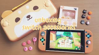 unboxing nintendo switch accessories | case, thumb grips, and tempered glass + installation