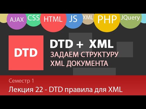 Лекция 22 - Web - Что такое DTD. Пишем DTD+XML документ с помощью Doctype, Element, Attlist, Entity